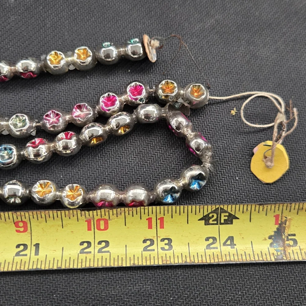 Vtg Mercury Glass 8ft (96") Christmas Beads Double Indent Multicolor Garland - Picture 8 of 9